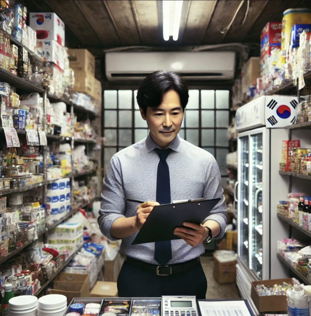  소매점에서 사업을 운영하는 사업주.