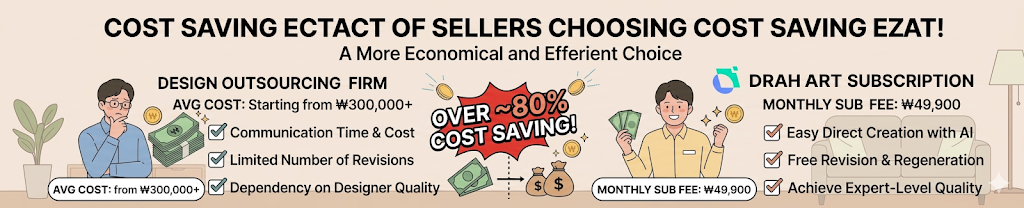 Cost comparison table showing the economic benefits by comparing design outsourcing costs and DrabArt subscription fees
