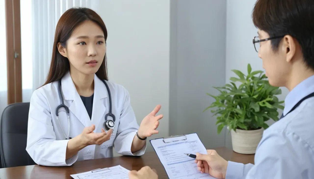 의료진이 국가건강검진 세부 항목을 상담해주는 장면