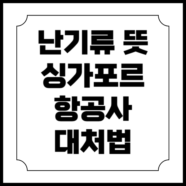 난기류 뜻 싱가포르 항공사 난기류 대처법