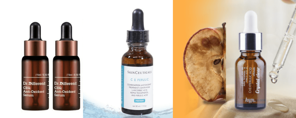 순수 비타민 제품 이미지(왼쪽부터, 닥터디퍼런트 - 스킨수티컬즈 - 혁신개념)
