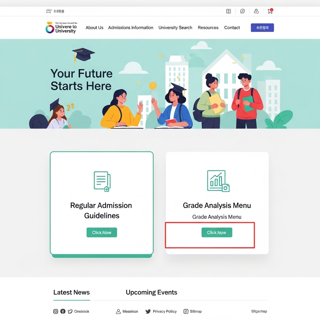 여러 사설 입시 기관의 합격 예측 배치표와 그래프를 비교 분석하는 모습.