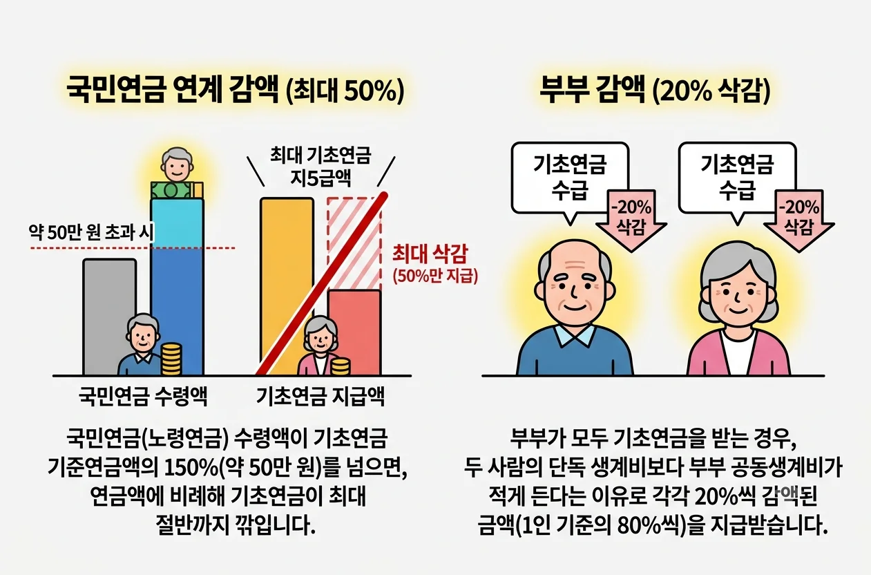 기초연금 감액 3대 함정 국민연금 연계 삭감 및 부부 동시 수령 감액 기준
