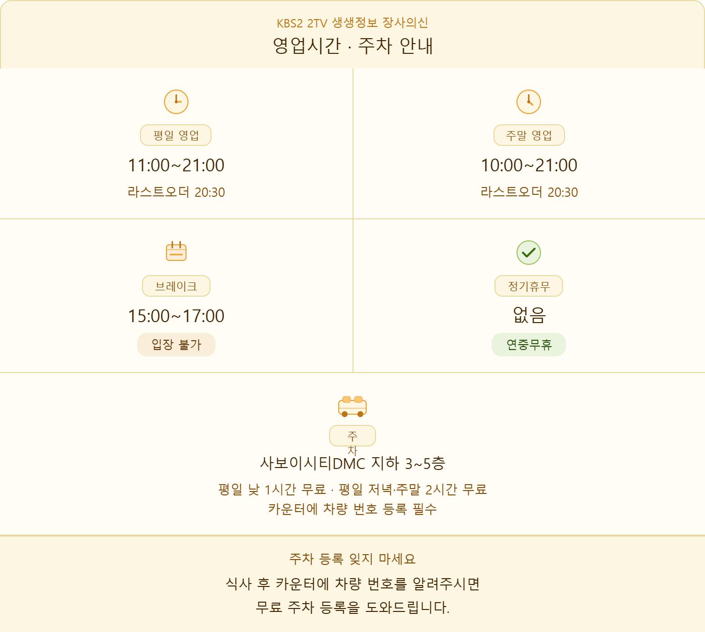alt="생생정보 장사의신 콩면당 상암본점 영업시간 브레이크타임 주차 안내"