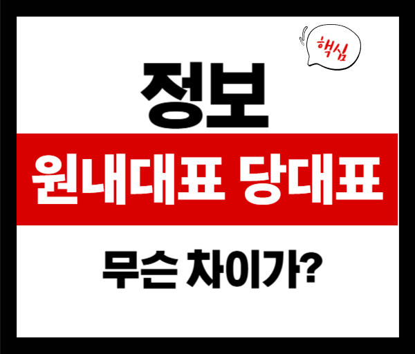 정당의 리더는 누구? 원내대표와 당대표 차이 쉽게 설명해드립니다