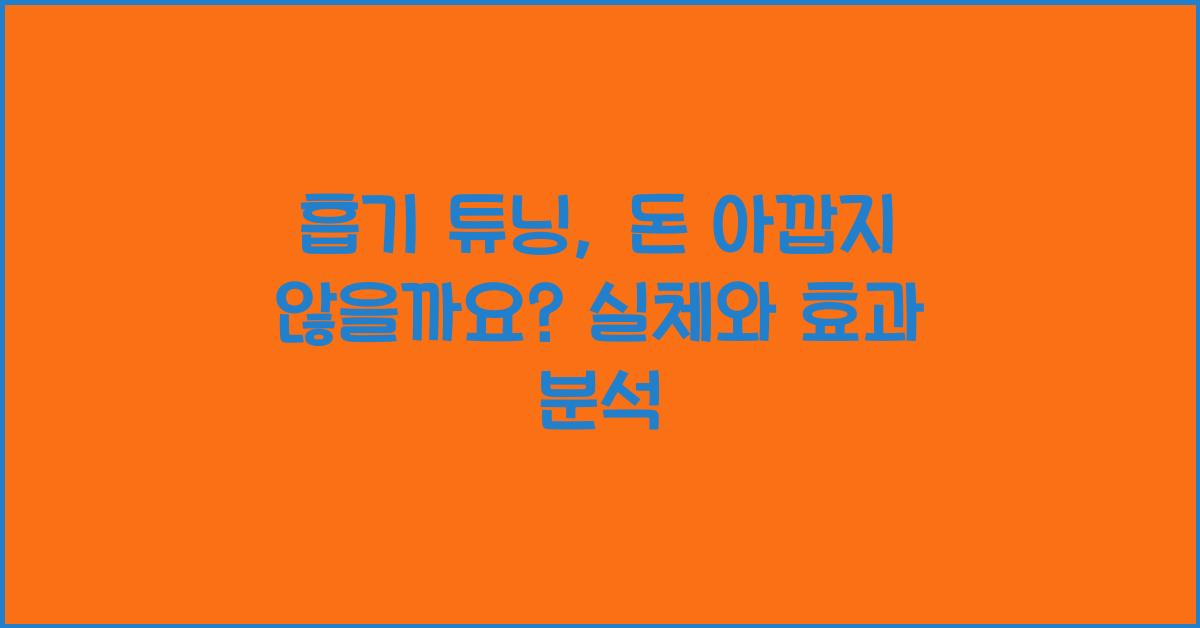 흡기 튜닝, 돈 아깝지 않을까요?