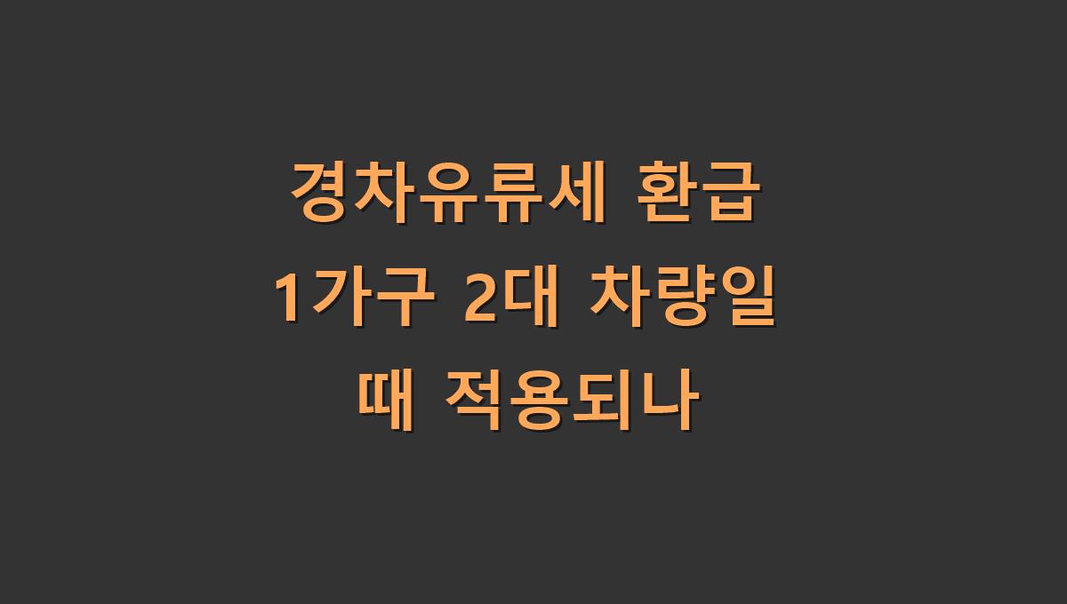 경차유류세 환급 1가구 2대 차량일 때 적용되나