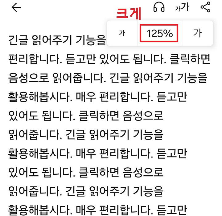 글자크기 크게 보임