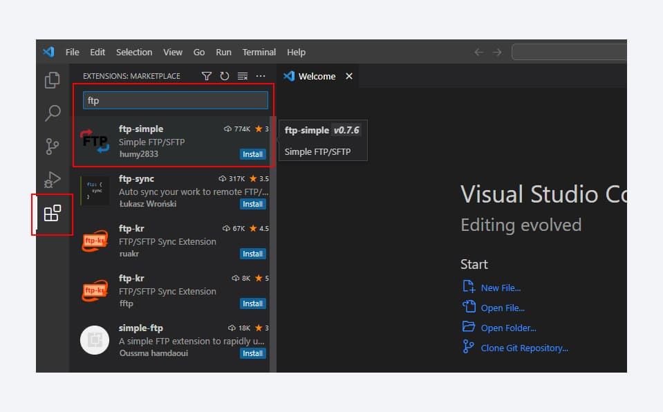 vscode ftp연결 방법 이미지