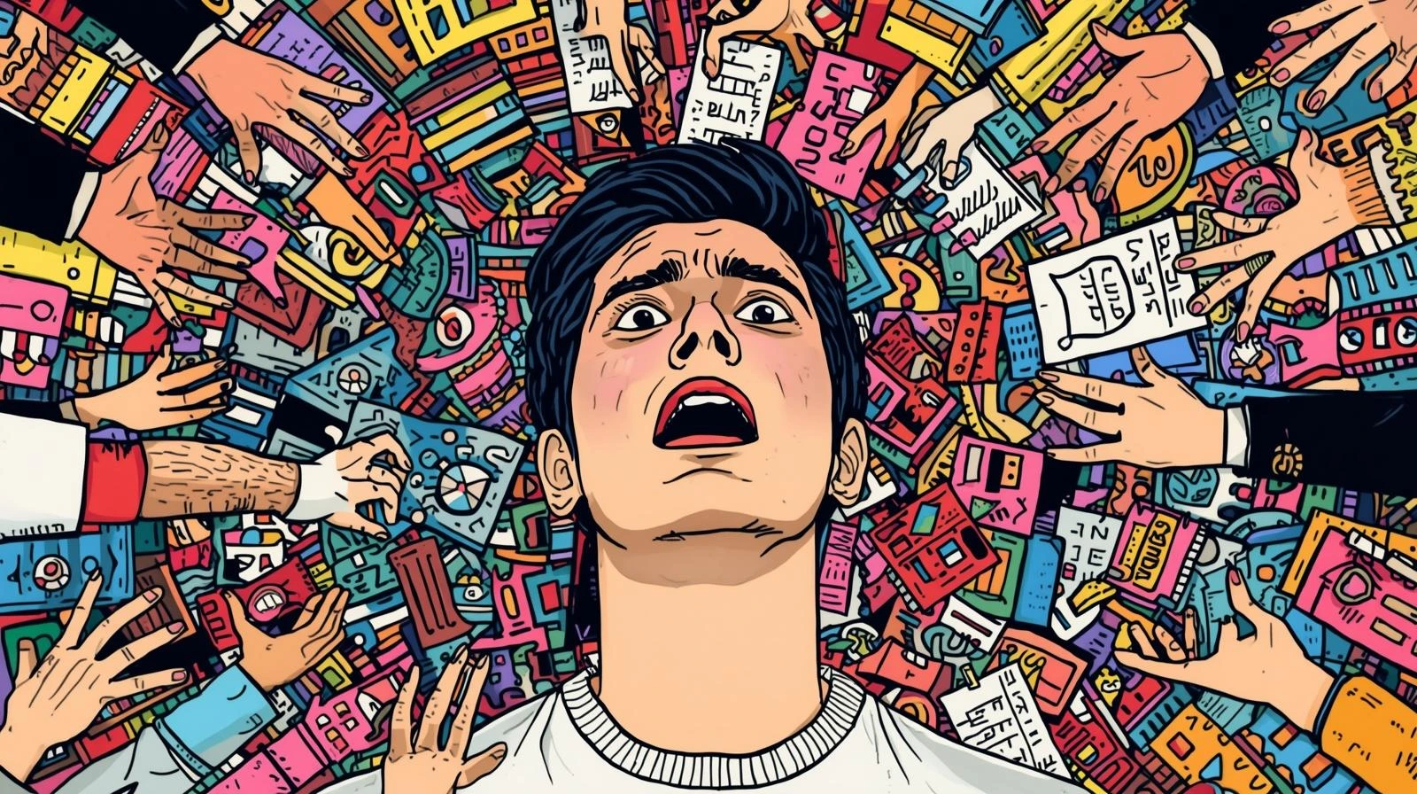 선택지가 너무 많아 혼란스러운 사람의 이미지”