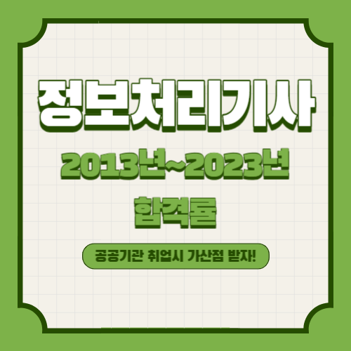 정보처리기사 2013년~2023년 회차별 필기/실기 합격률 조회