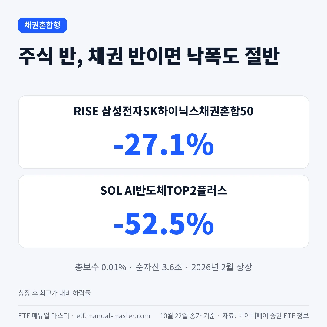 삼성전자 SK하이닉스 채권혼합50 ETF 하락률 비교