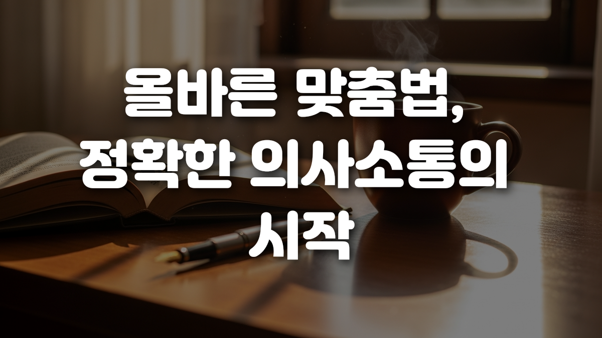올바른 맞춤법 정확한 의사소통의 시작