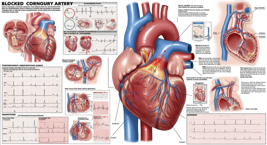 관상동맥이 막혀 심정지가 발생하는 의학적 차트 이미지
