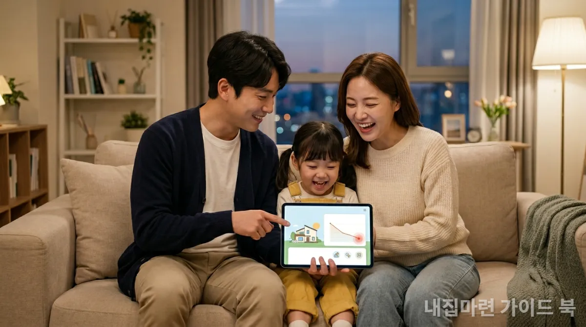 내집마련 디딤돌대출 정보를 확인하는 한국 가족