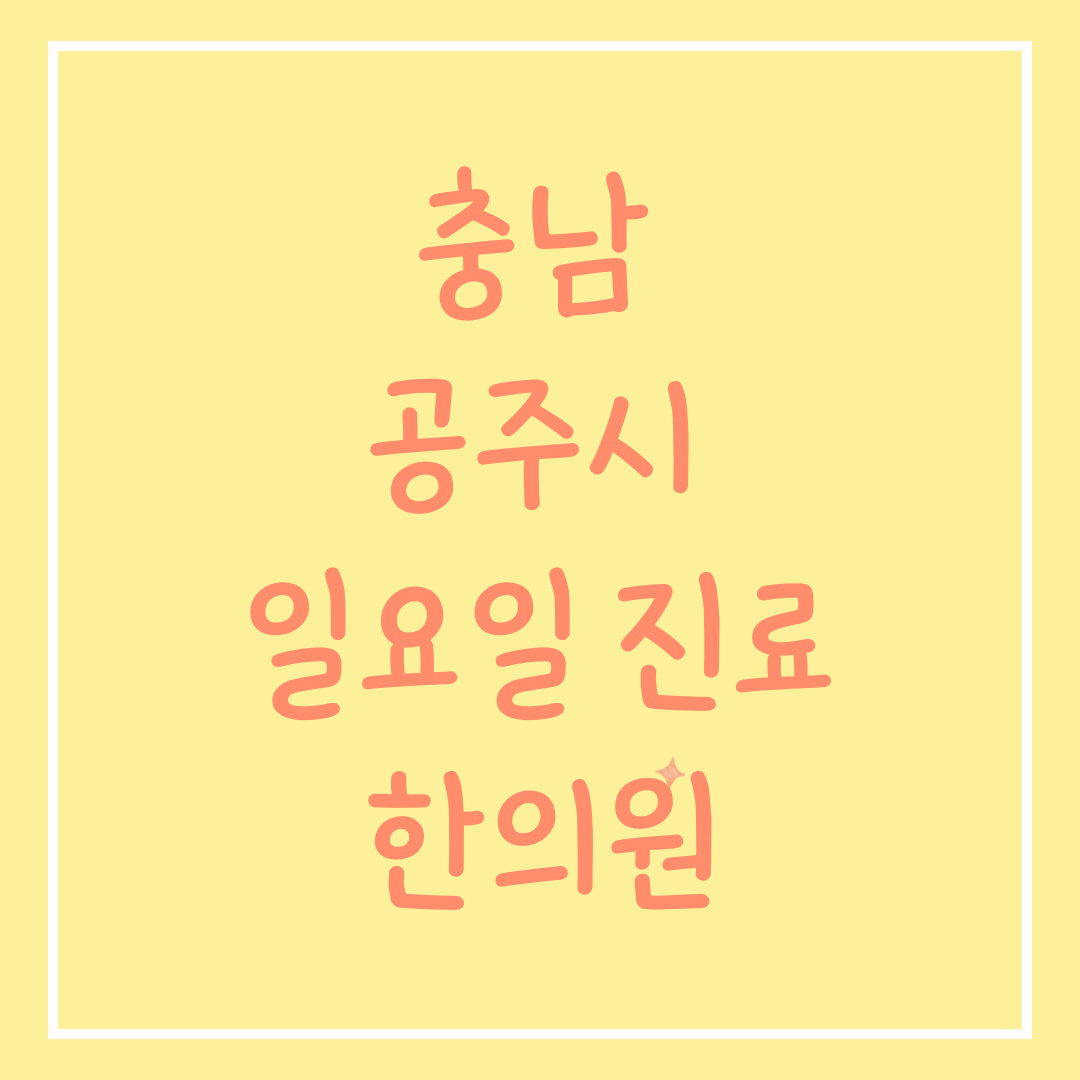 충남 공주시 일요일 진료 한의원