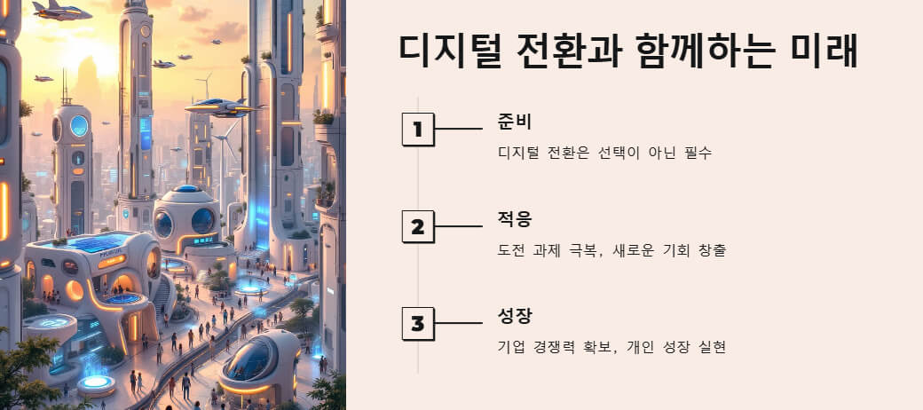 디지털 기술과 도시가 융합된 미래적인 건축물과 기술 중심 사회의 모습을 상징적으로 묘사한 이미지