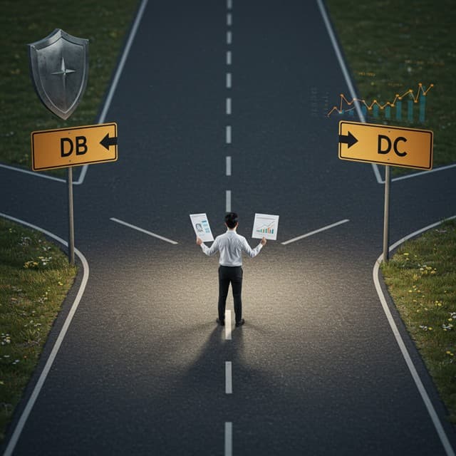 DB와 DC 선택을 직관적으로 보여주는 분기된 길