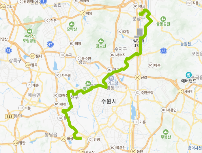 성남-수원-용인-화성-720-2번-버스-노선-지도