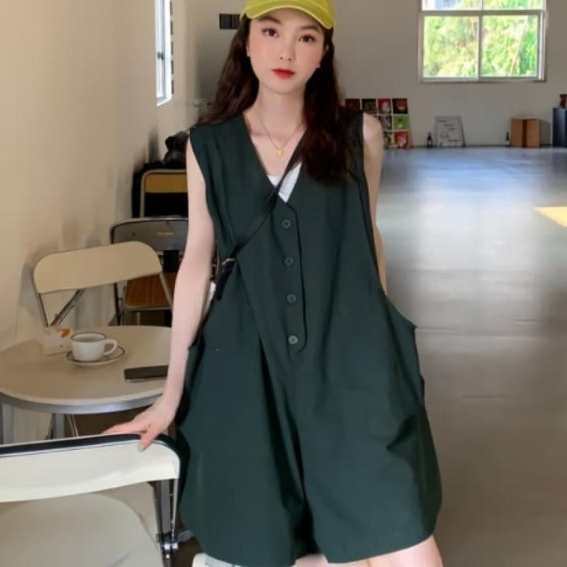 여성 여름 봄 데일리 와이드 점프수트 원피스