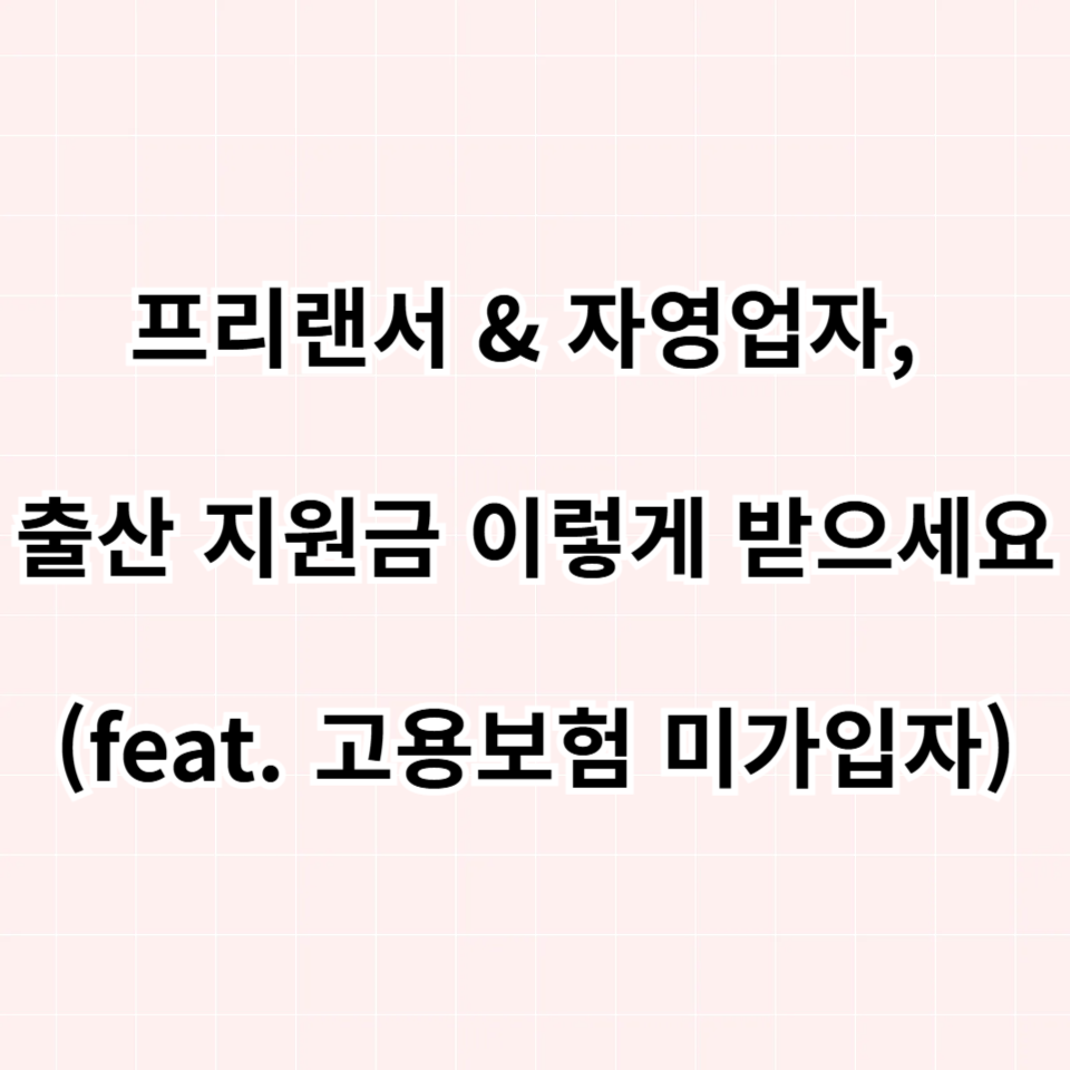 프리랜서 & 자영업자, 출산 지원금