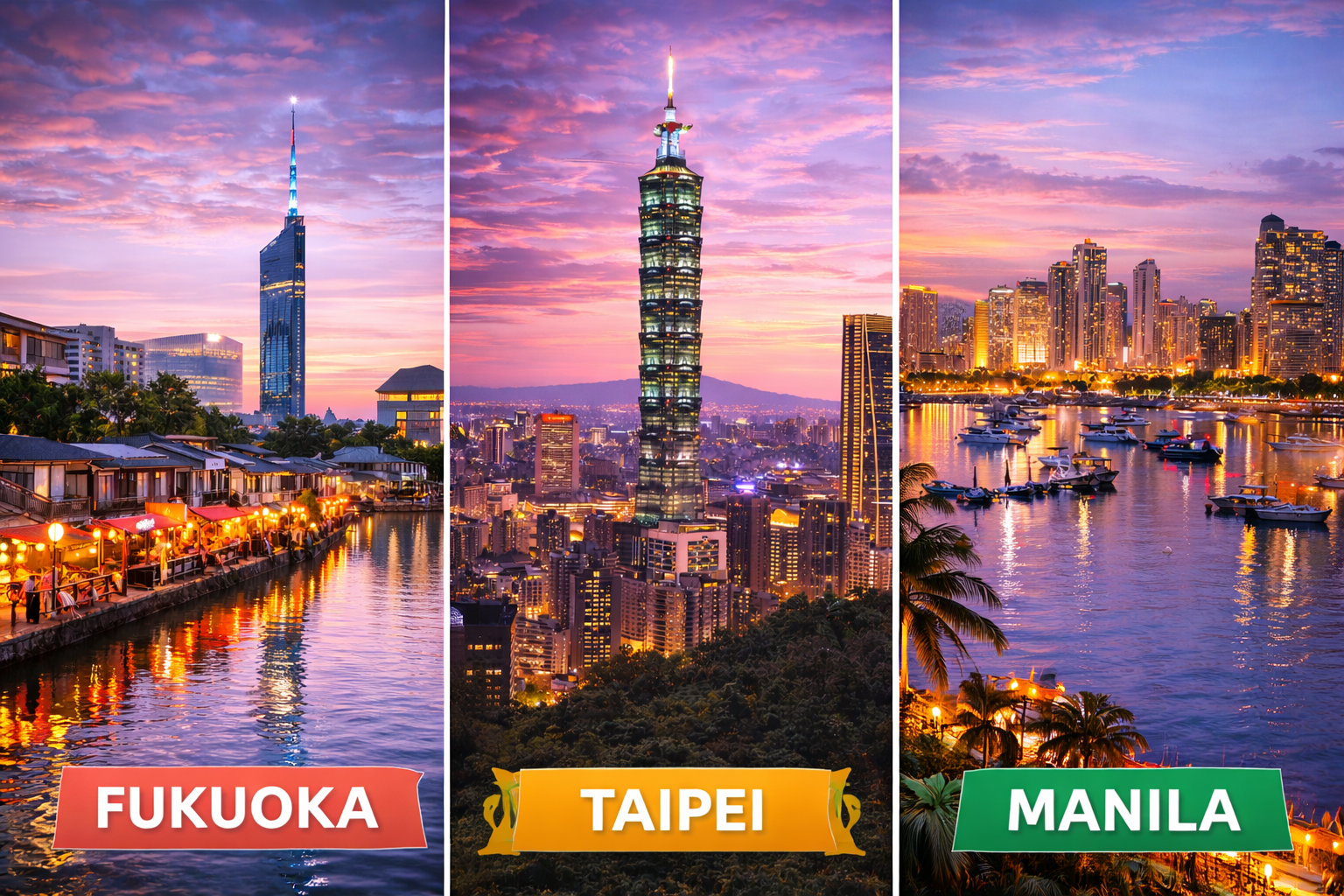 후쿠오카 vs 타이페이 vs 마닐라 사진
