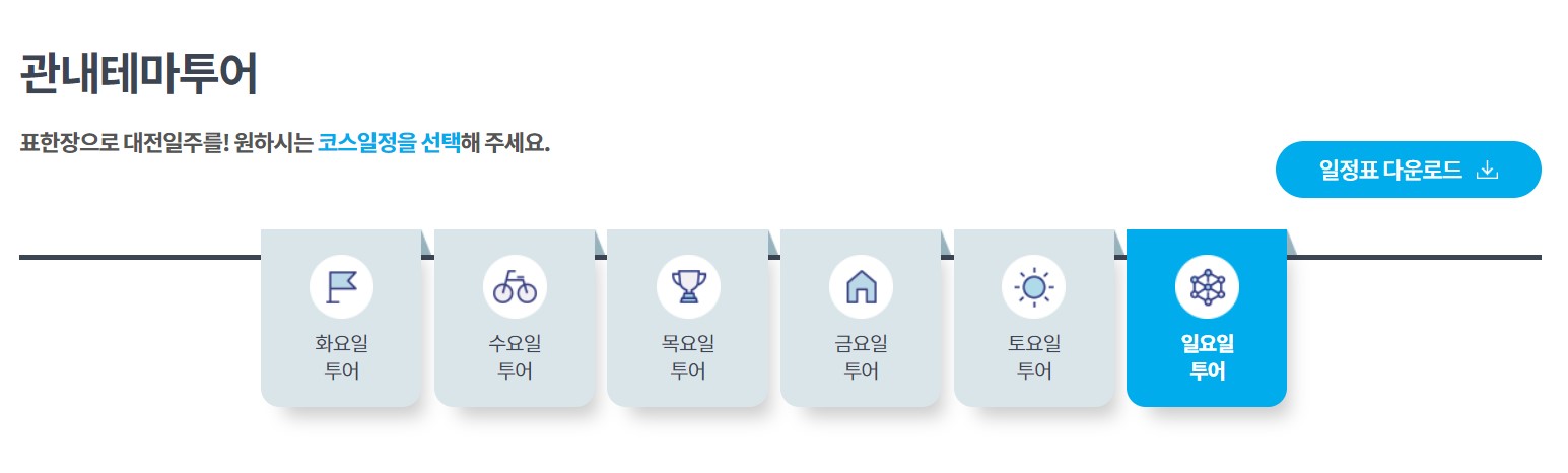 대전시티투어-관내-테마투어-코스