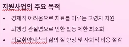 인공관절 수술비 지원 사업의 주요 목적