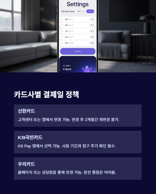 카드사별 결제일 정책