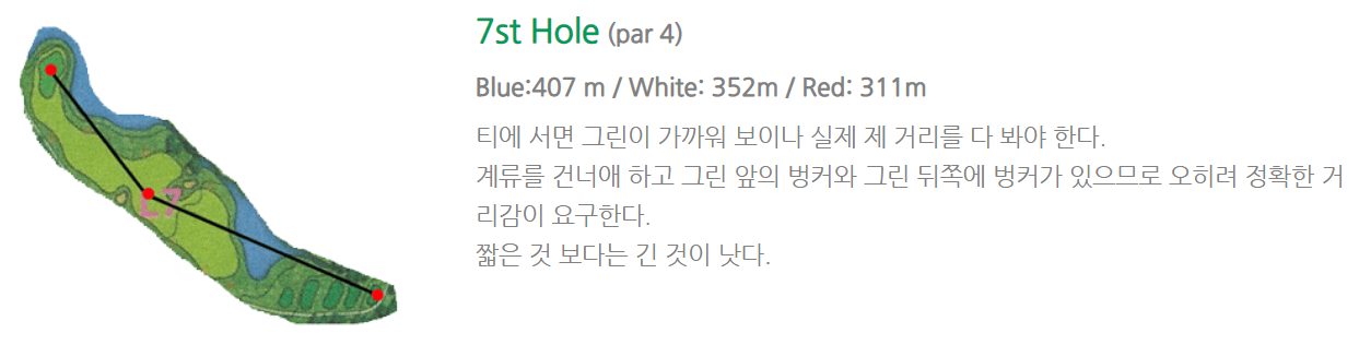 서라벌 골프클럽 레이크코스 공략도 7홀