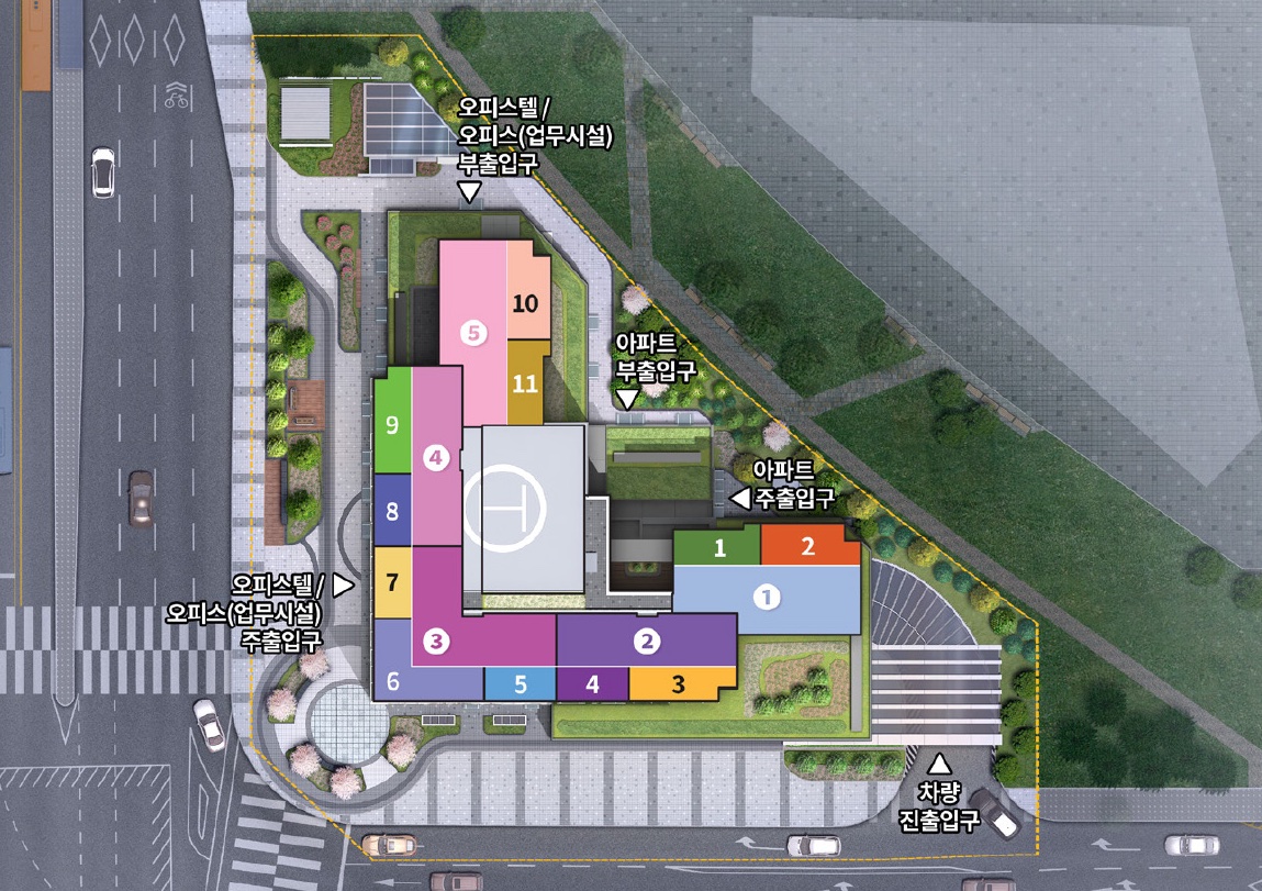 용산 호반써밋 에이디션 동･호수 배치 조감도