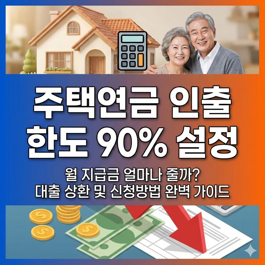 주택연금 인출 한도 90% 설정 시 월 지급금 감소 비율 및 신청방법 총정리