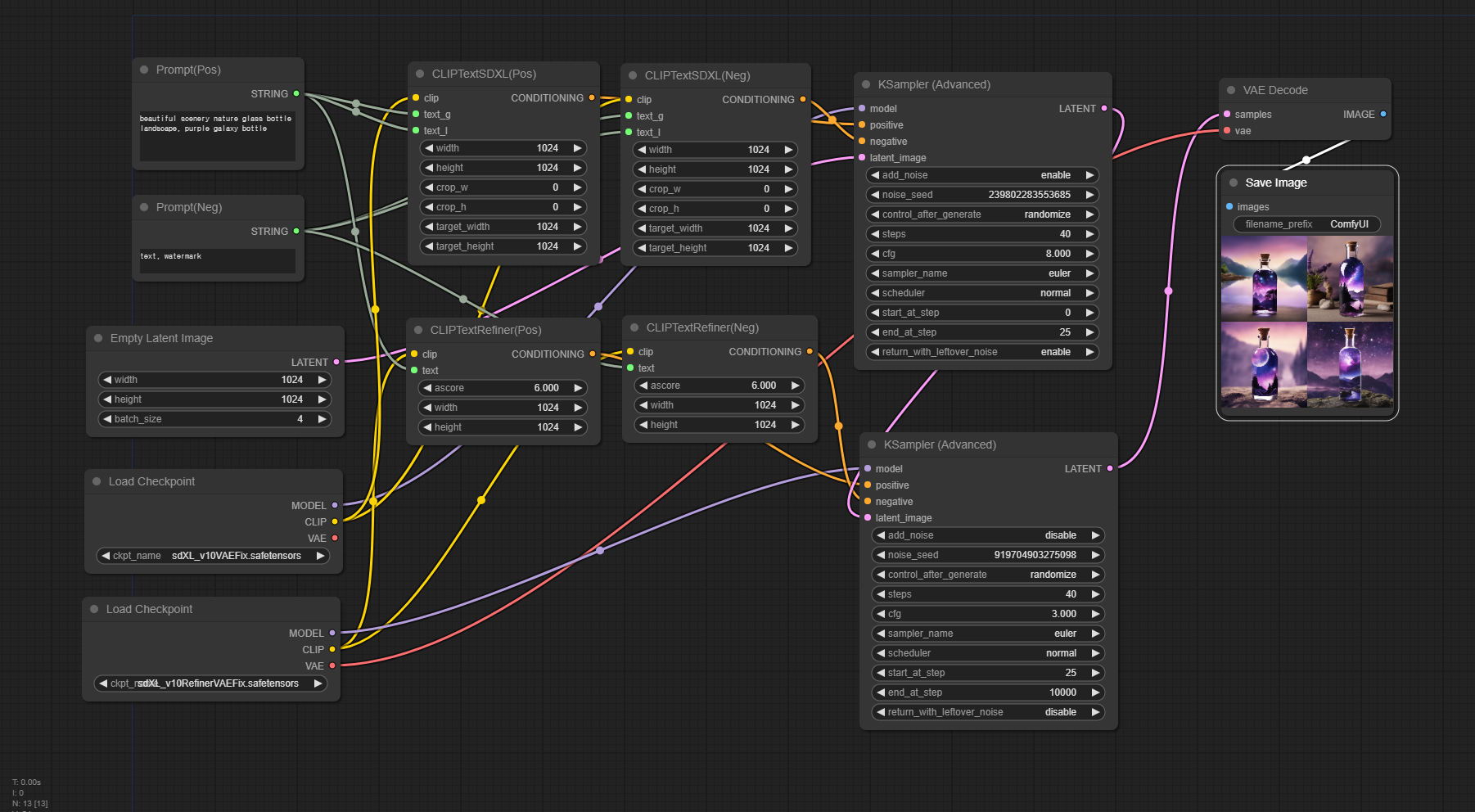 SDXL  base+refiner 기본 워크플로