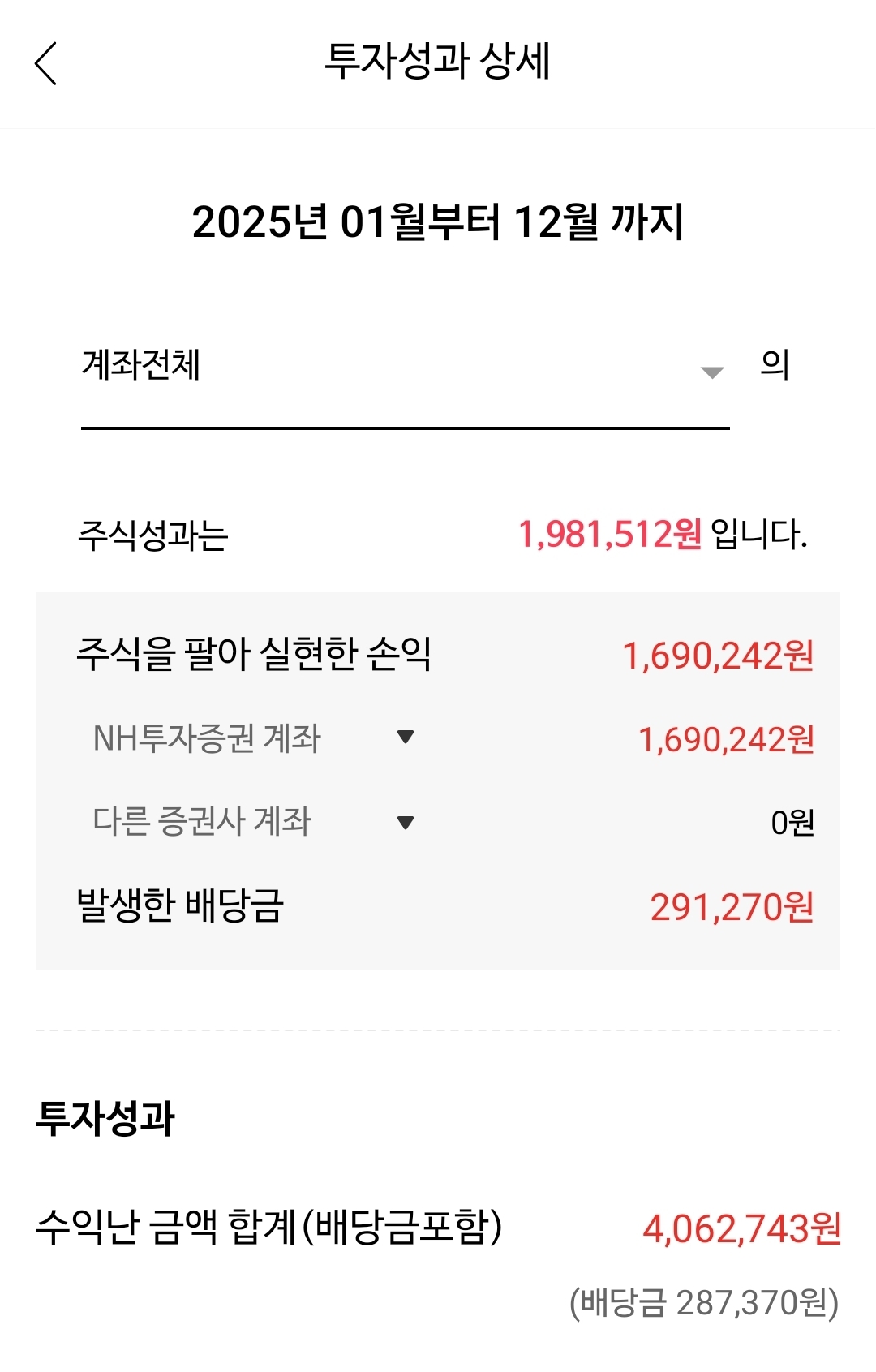 2025년 나의 투자성과 리포트 (일년 수익률 9.31%)
