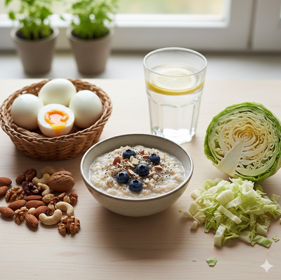 공복 상태에 좋은 건강한 아침 식재료 사진