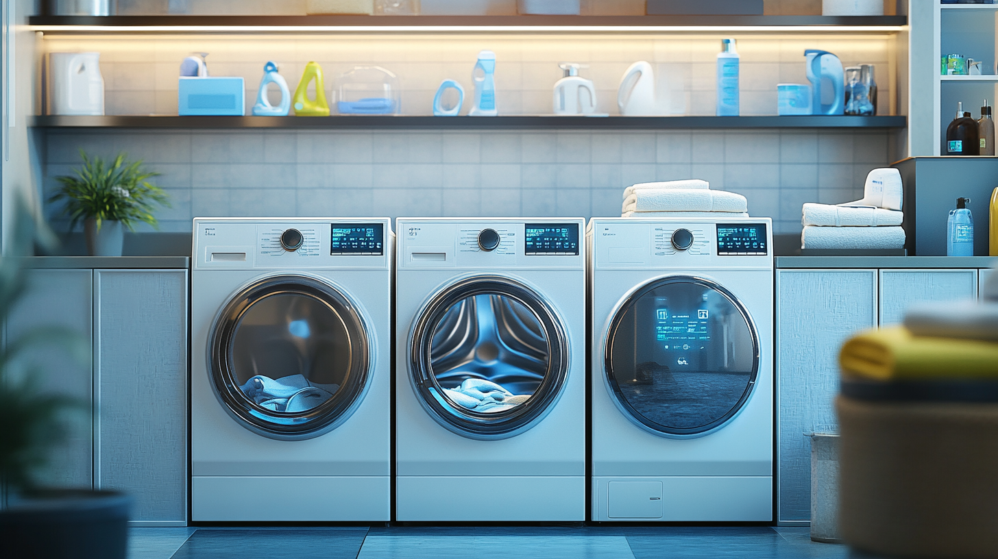 스마트 홈 기술과 원활하게 통합된 AI 세탁 및 건조 시스템의 스마트 세탁 공간