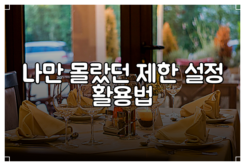 나만 몰랐던 제한 설정 활용법