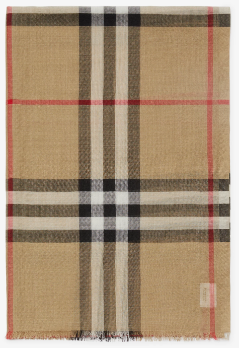 버버리 체크 울 실크 스카프