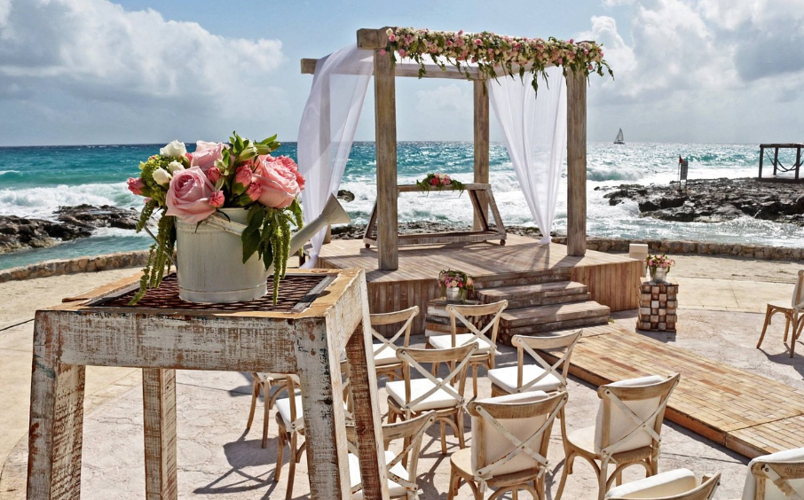 바닷가 웨딩 꽃