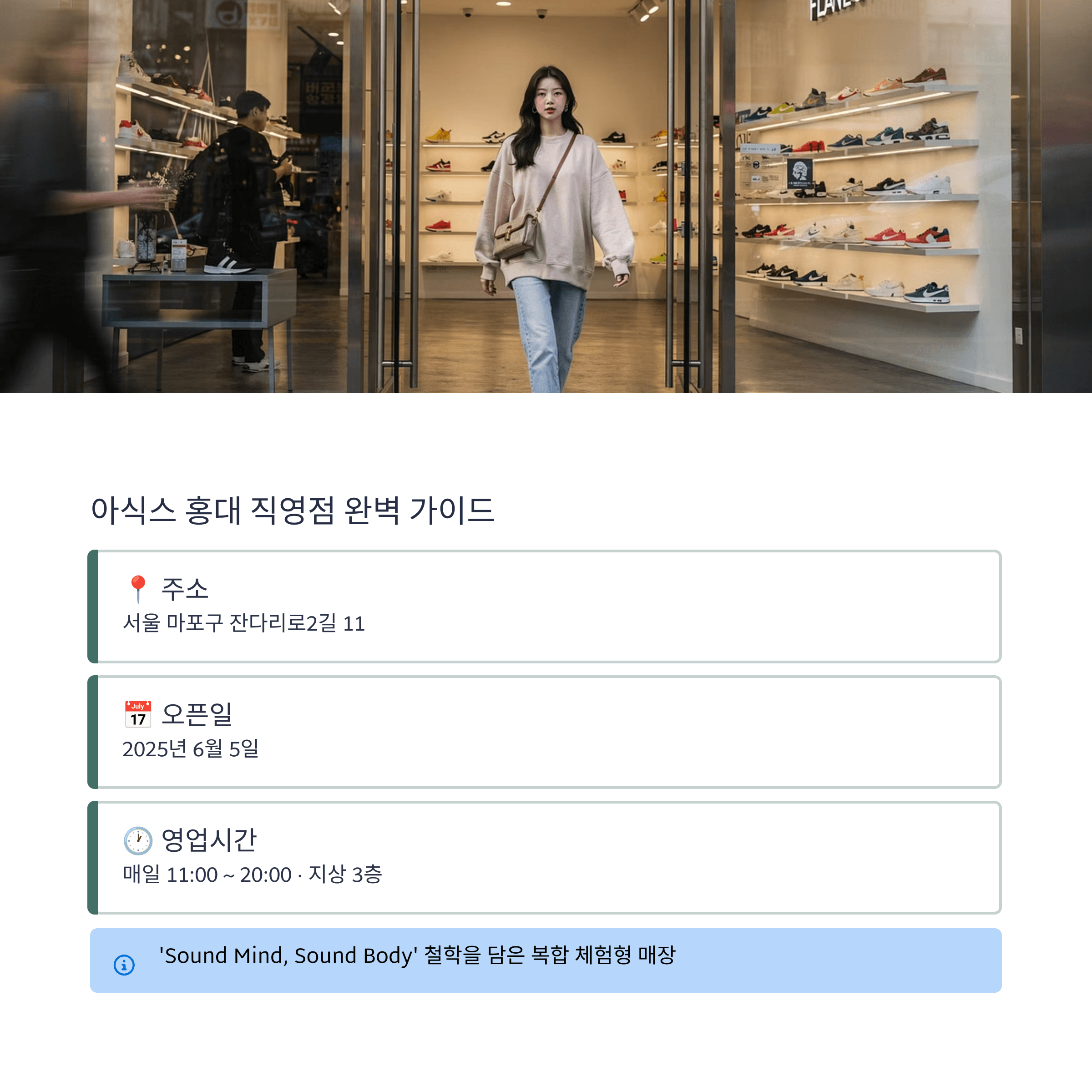 아식스 홍대 직영점 위치 주소 영업시간 안내