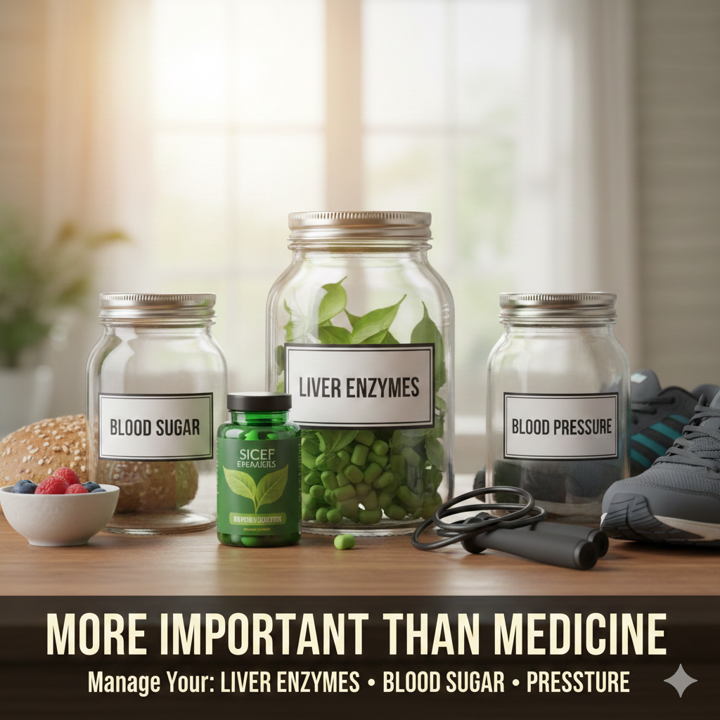 약보다 중요한 간수치&middot;혈당&middot;혈압 관리 방법 포스터