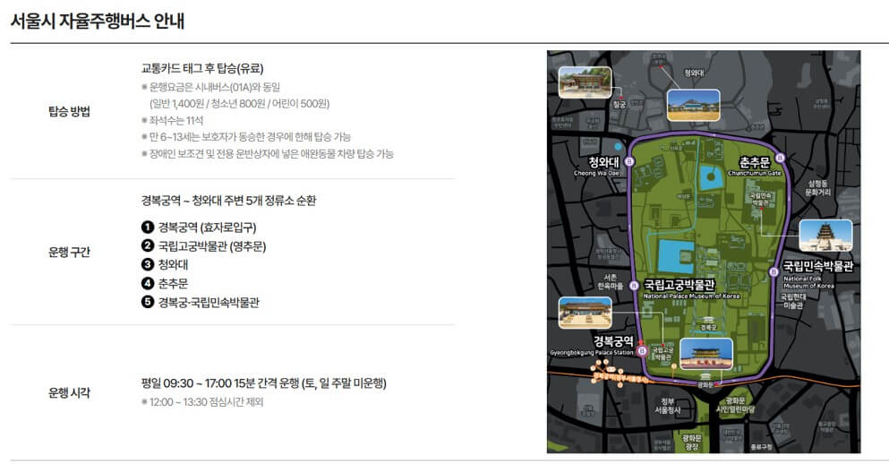 청와대 자율주행버스 안내