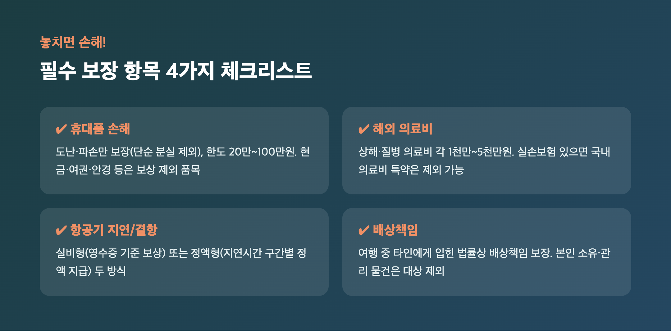 놓치면 손해! 필수 보장 항목 4가지