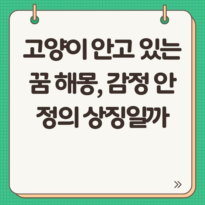 고양이 안고 있는 꿈 해몽, 감정 안정의 상징일까