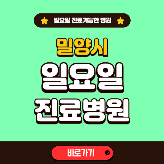 밀양시 일요일 진료 가능한 병원 ❘ 주말 문여는 곳 총정리 (소아과, 내과, 안과, 치과, 피부과, 정형외과, 산부인과)