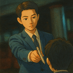 거절할 수 없는 제안을 암시하는 드라마틱한 주인공