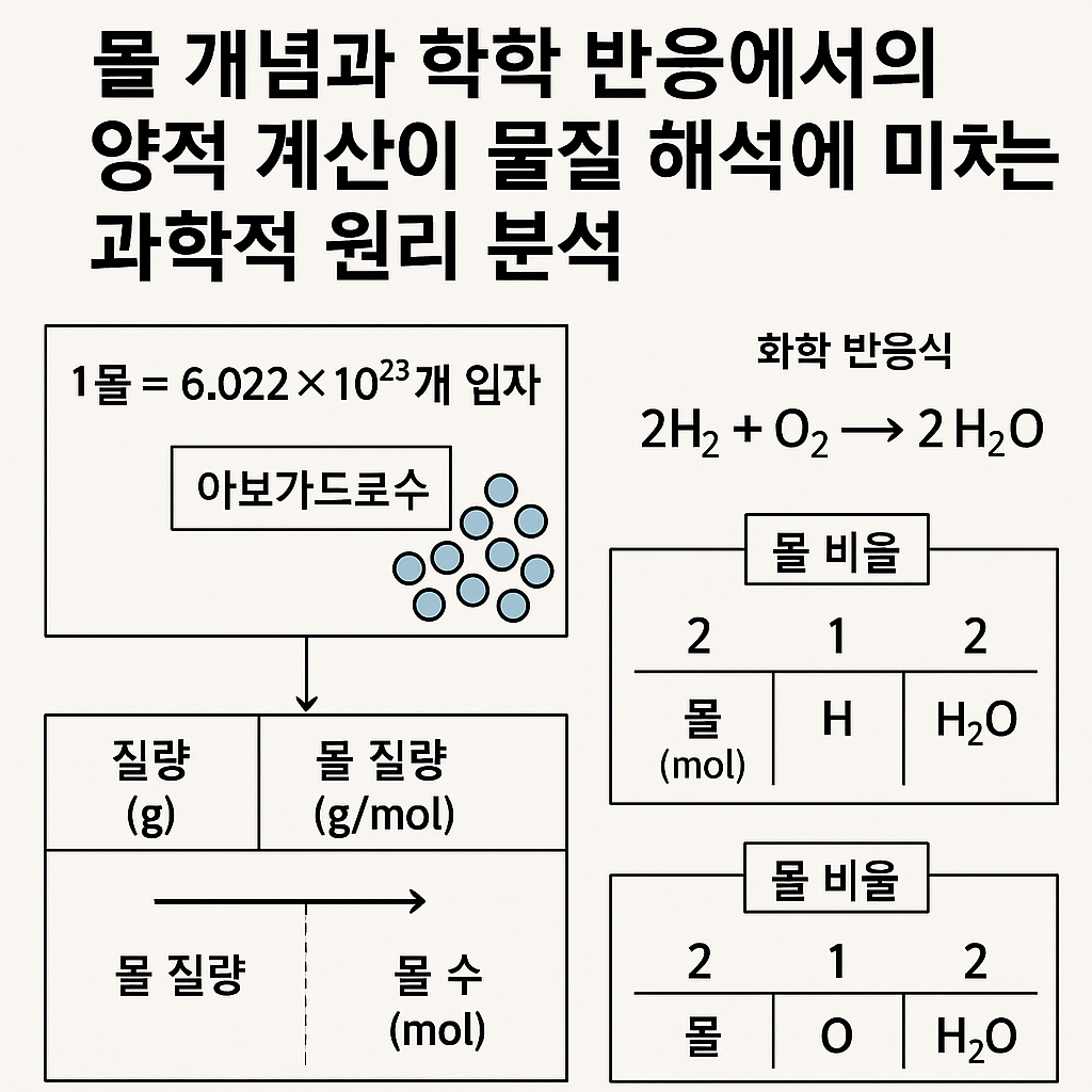 몰 개념과 화학 반응에서의 양적 계산이 물질 해석에 미치는 과학적 원리 분석