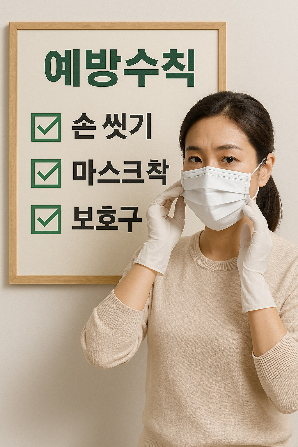 조류인플루엔자 예방 수칙 포스터와 시범 장면