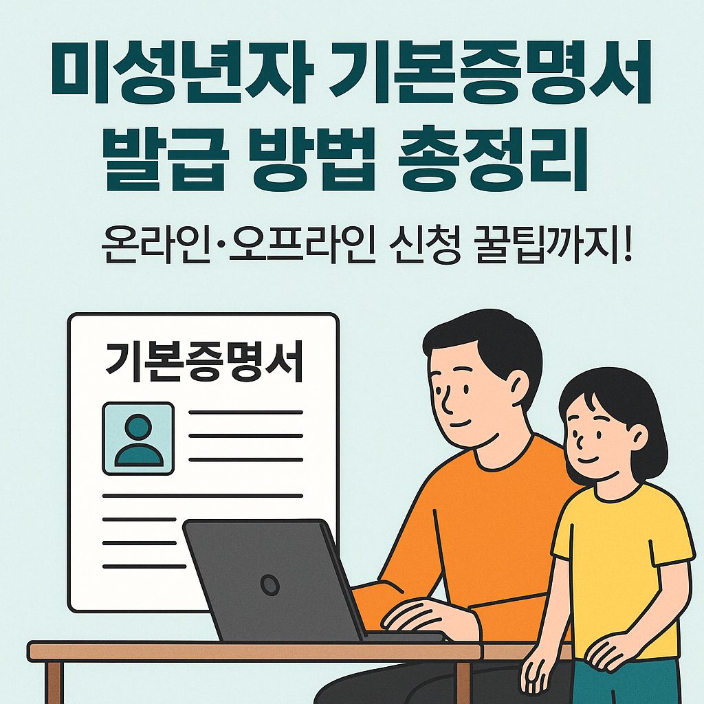 미성년자 기본증명서 발급안내