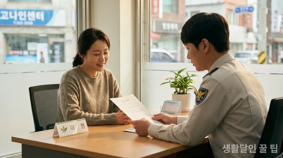 정부 지원금을 받고 안도하는 한국인 시민